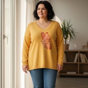 Quacker Factory sequined butterfly sweater size 1X